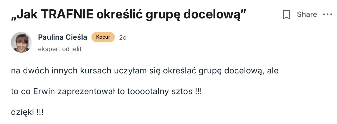 Opinia kursanta