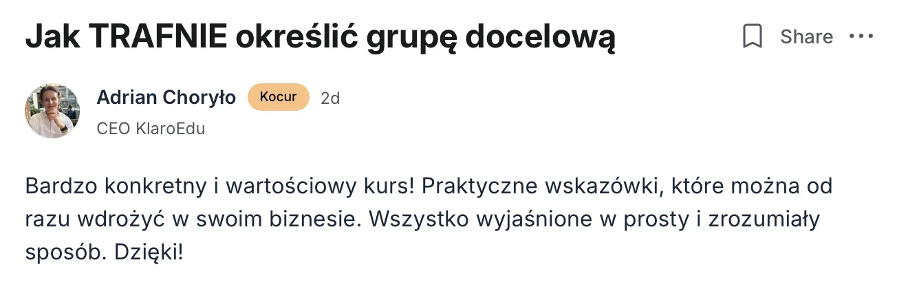 Opinia kursanta
